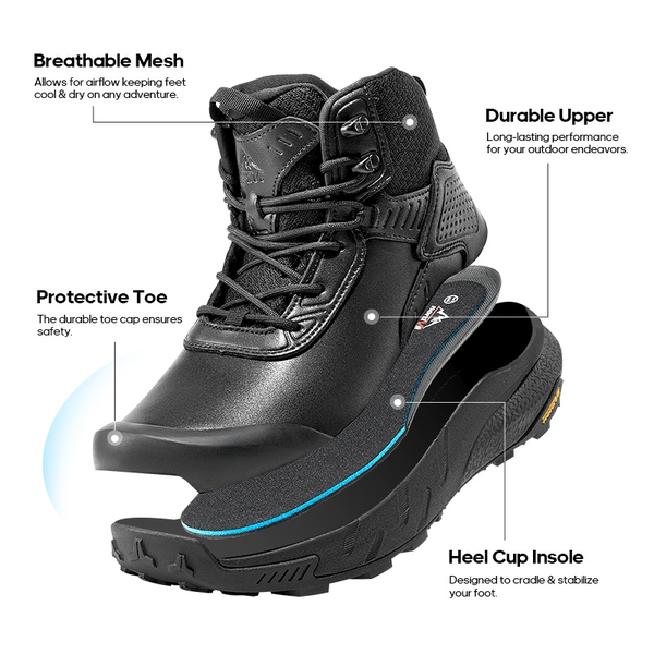 [VaporGuard] Men's Waterproof Military Tactical Work Boots - BLACK - 6